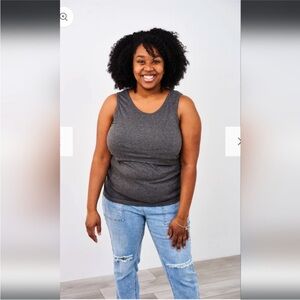 Latched Mama dark gray ribbed nursing tank in Large